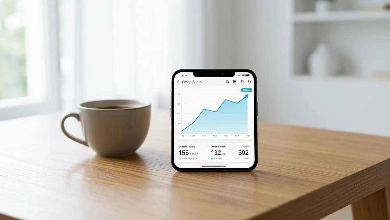 A mobile device showing a rising credit score for a bad credit cash advance