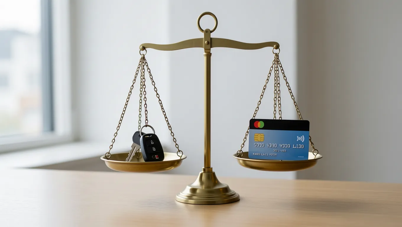 A conceptual image showing a balance scale representing secured and unsecured assets