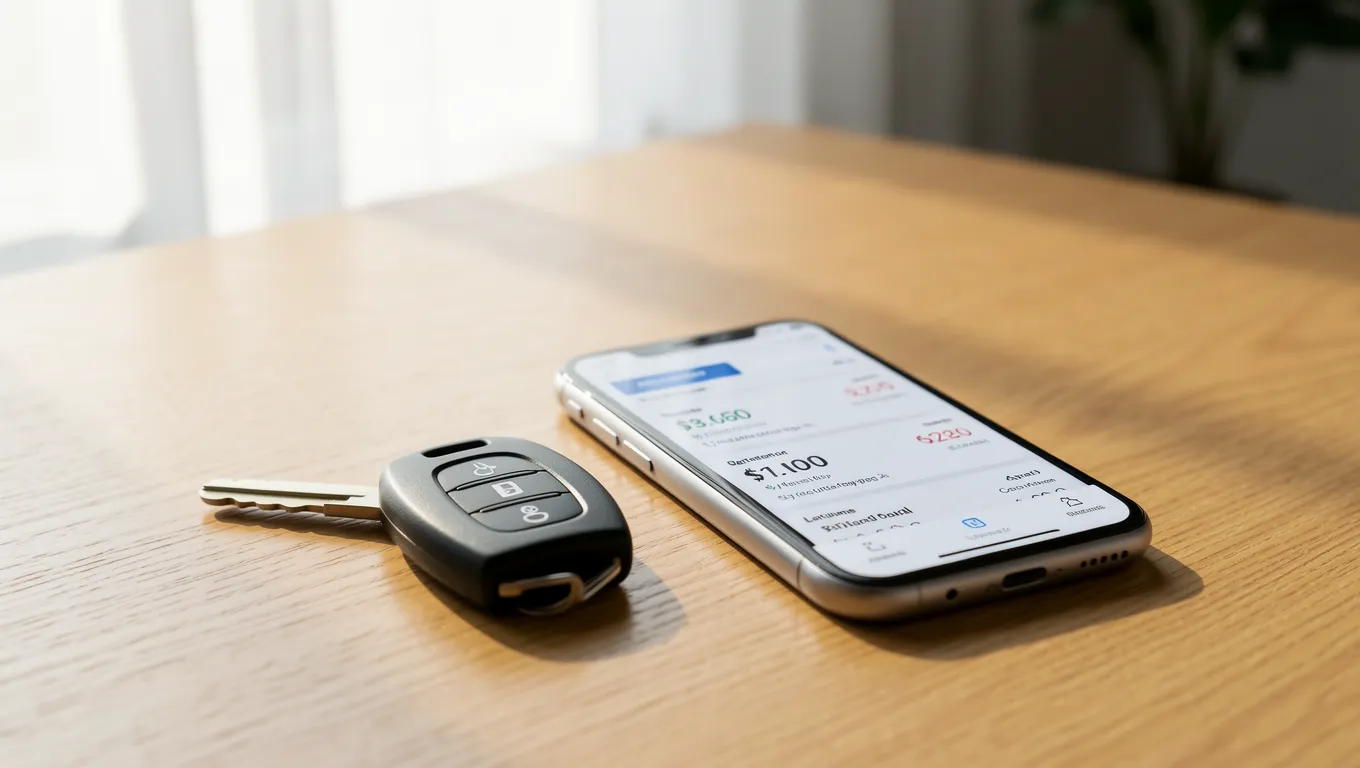 Car keys and a smartphone representing secured and unsecured loan options