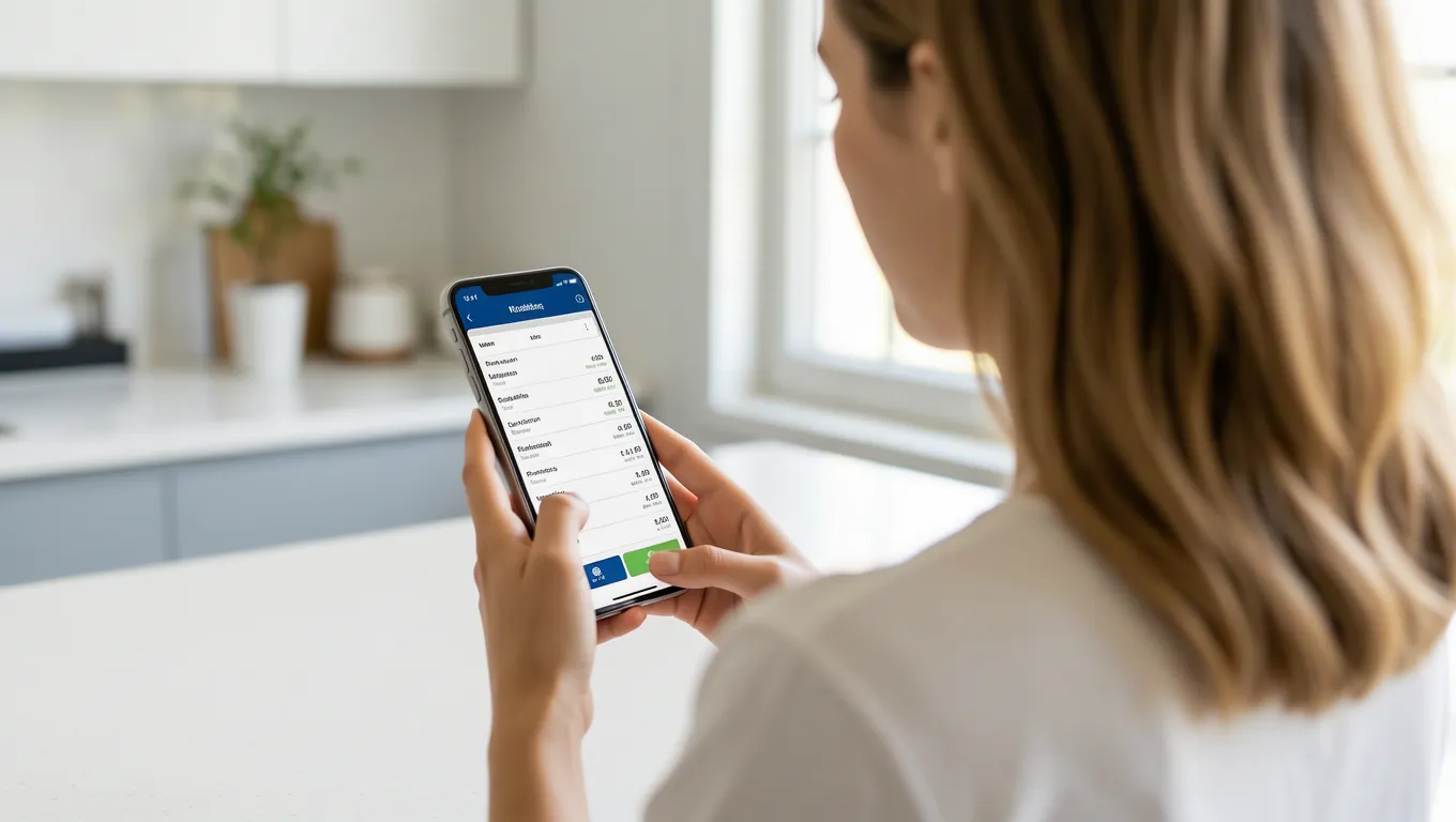 Person checking their finances on a mobile banking app