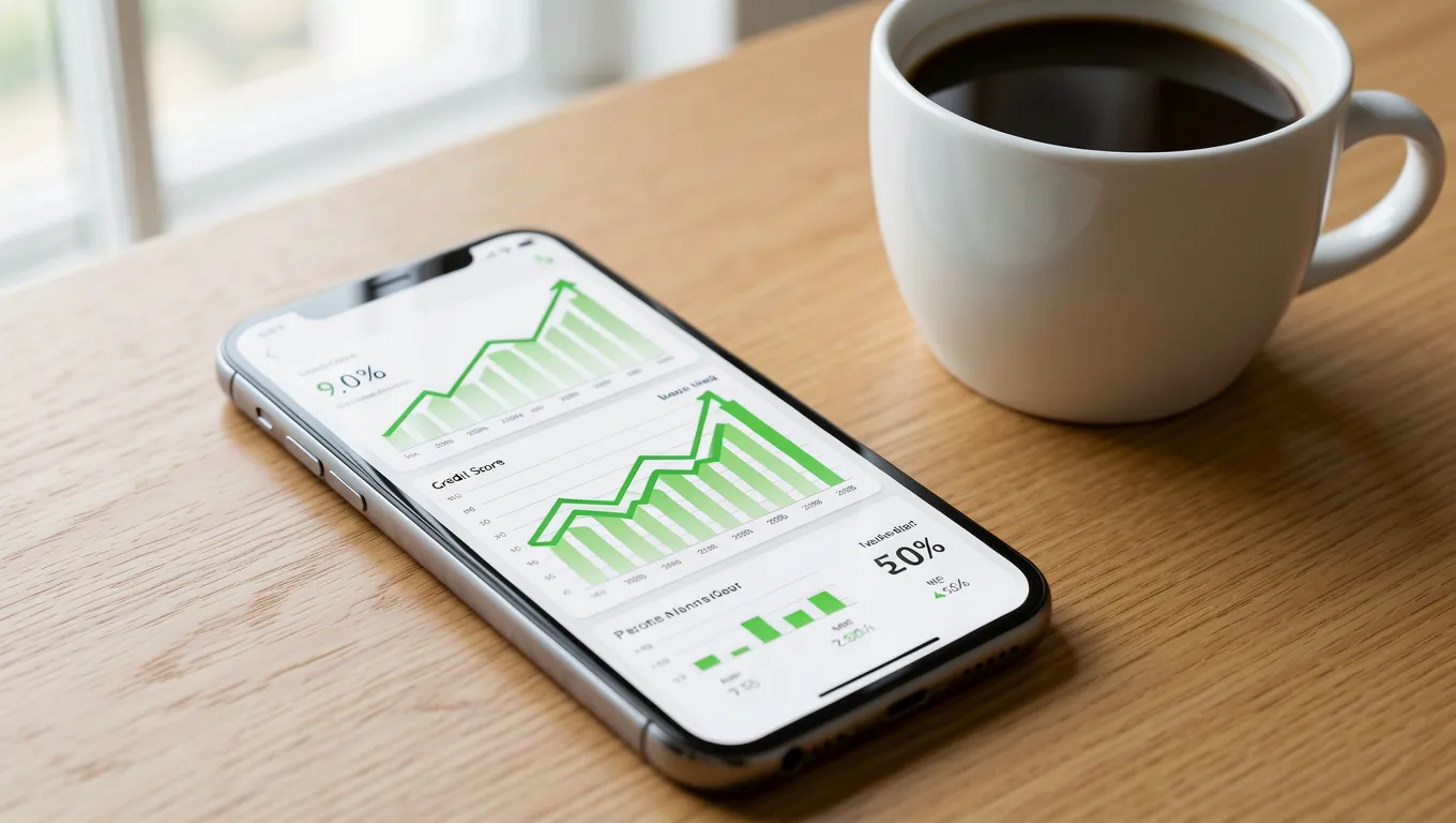Smartphone showing a financial dashboard for fast loans for bad credit