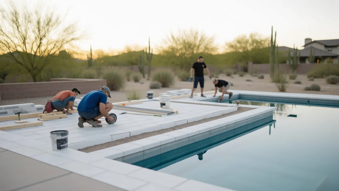 Luxury backyard pool construction for home improvement using a high amount personal loan.