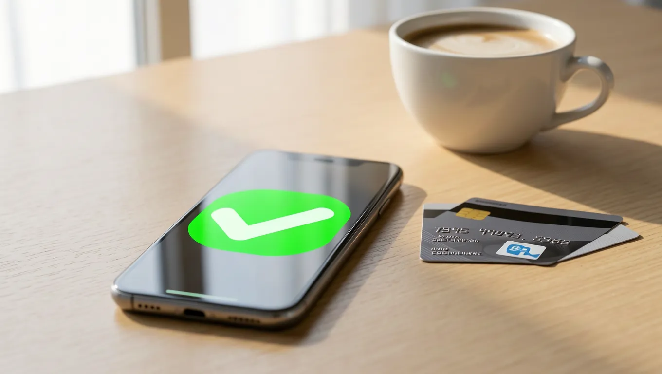 Smartphone showing an instant approval checkmark for quick cash loans online.