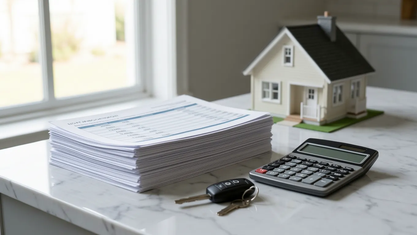Financial documents and models representing different personal loan amounts