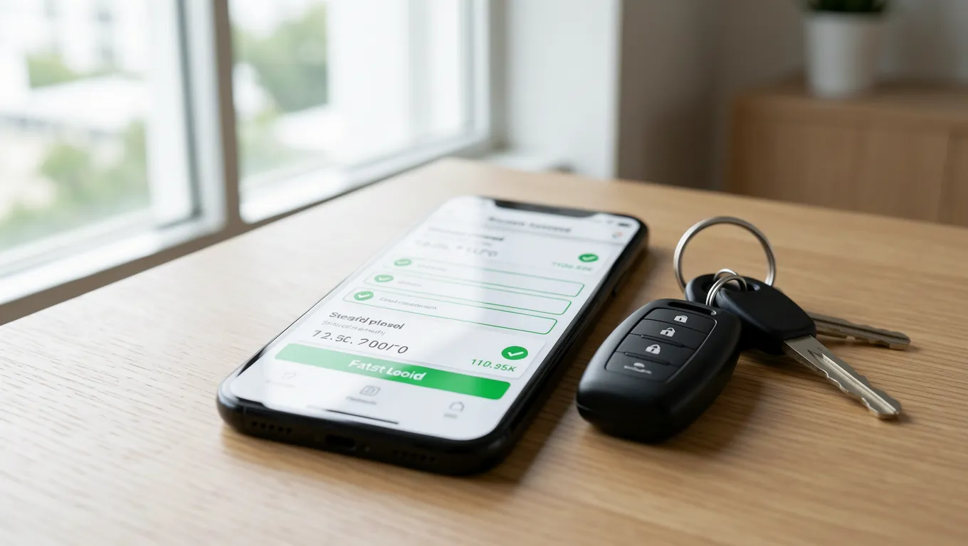 Smartphone showing a successful financial application for no credit check payday loans