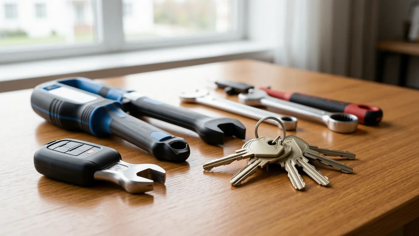 Close up of tools and keys illustrating personal loans for $1000 to $5000 use cases.