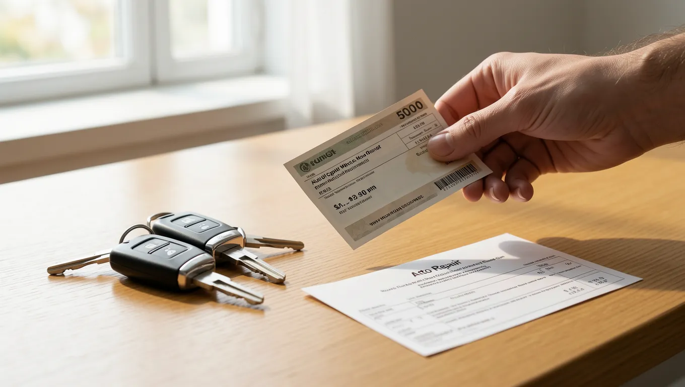 A person managing finances with a personal loan for $500 to cover repairs