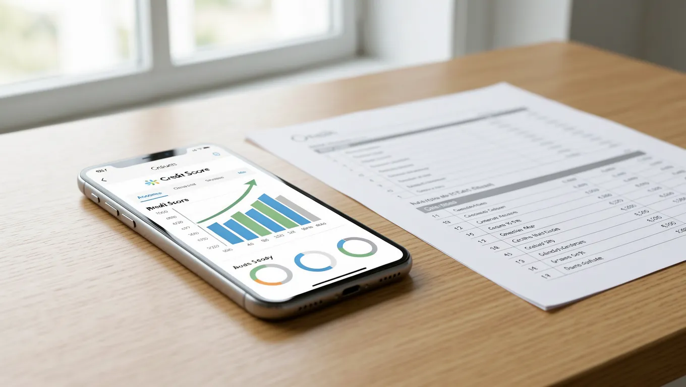 Smartphone showing a rising credit score for personal loans for bad credit applications