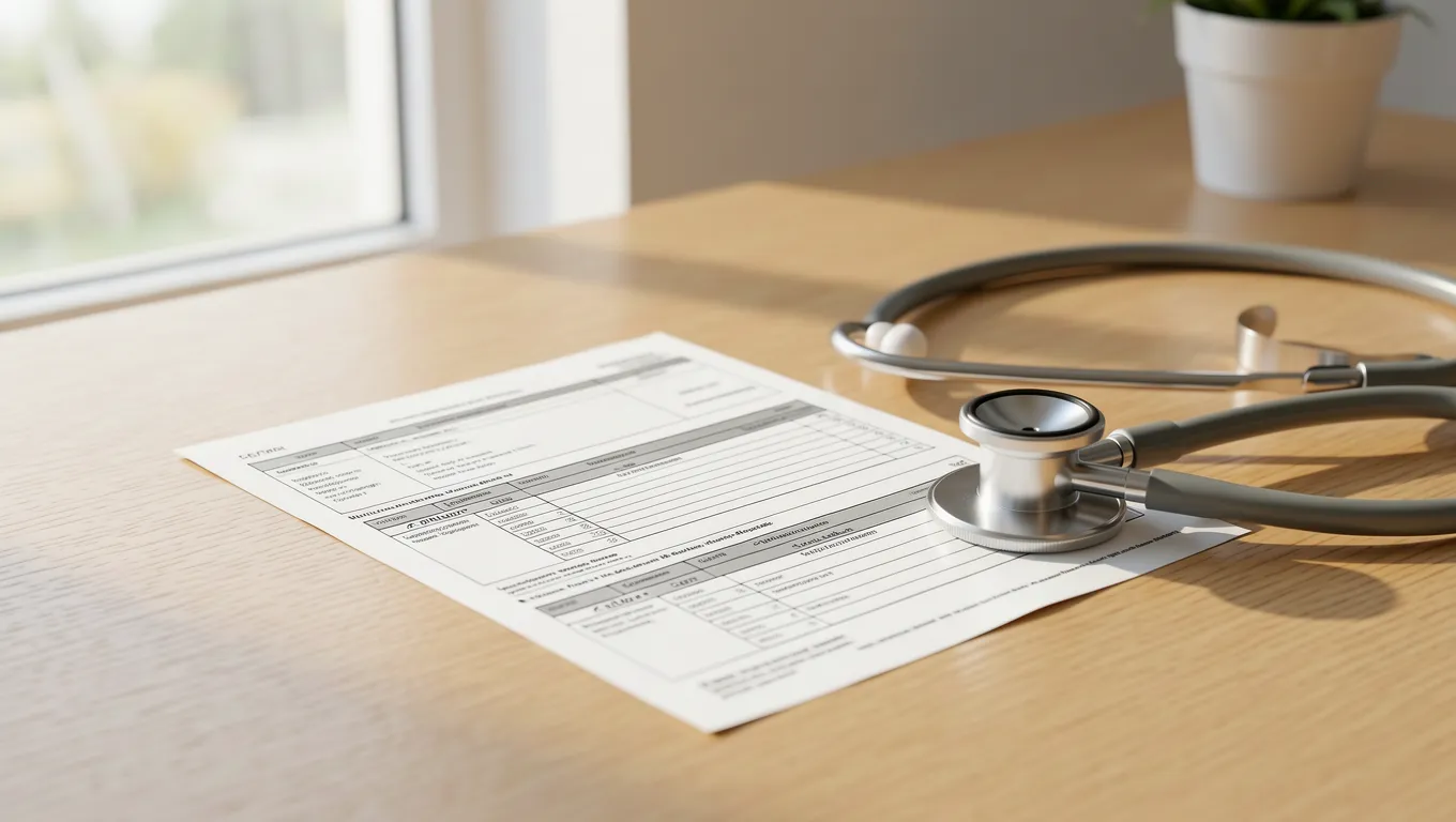 Organized medical bills and a stethoscope representing personal loans for medical bills.