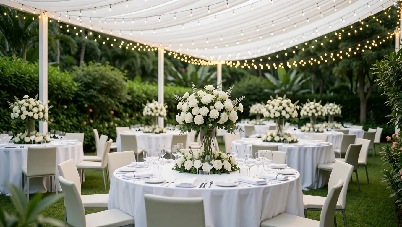 Elegant outdoor wedding venue prepared for a celebration using personal loans for wedding financing.