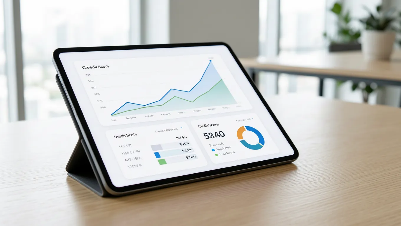 Digital tablet showing credit score growth for unsecured loans for bad credit